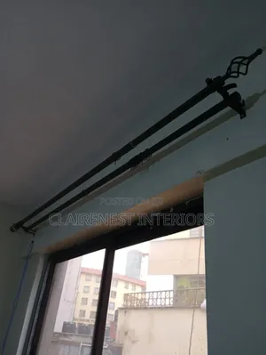 Curtain and Sheer Holder, Black 3m Double Adjustable Curtain Rods