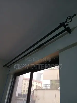 Curtain and Sheer Holder, Black 3m Double Adjustable Curtain Rods