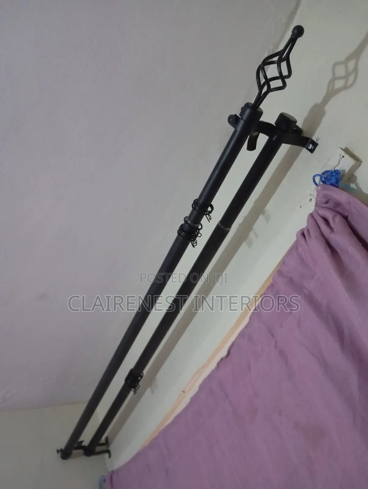 Curtain and Sheer Holder, Black 3m Double Adjustable Curtain Rods