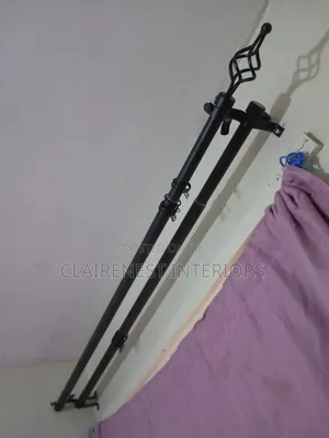 Curtain and Sheer Holder, Black 3m Double Adjustable Curtain Rods
