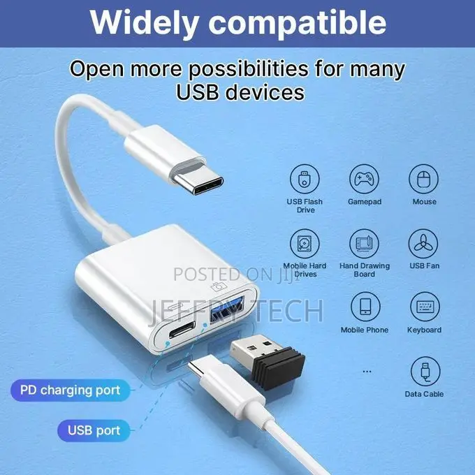 Type-C to USB a Port OTG Cable Compatible With iPhone 15, MacBook Pro