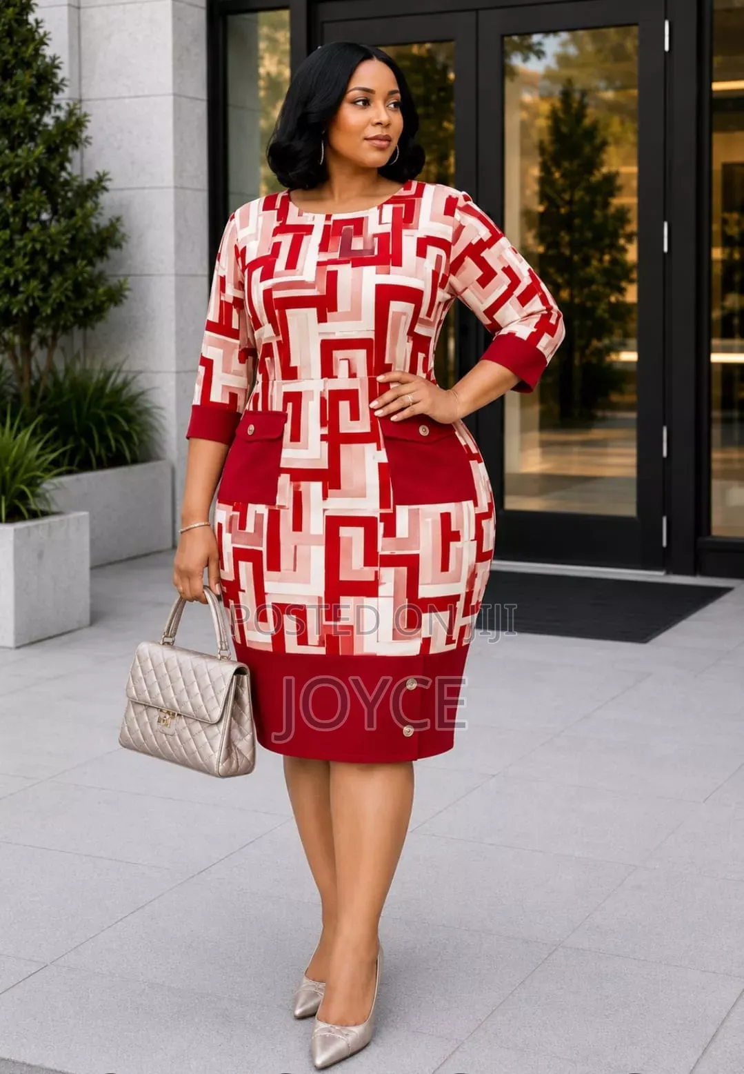 Straight Dress With Pockets Design