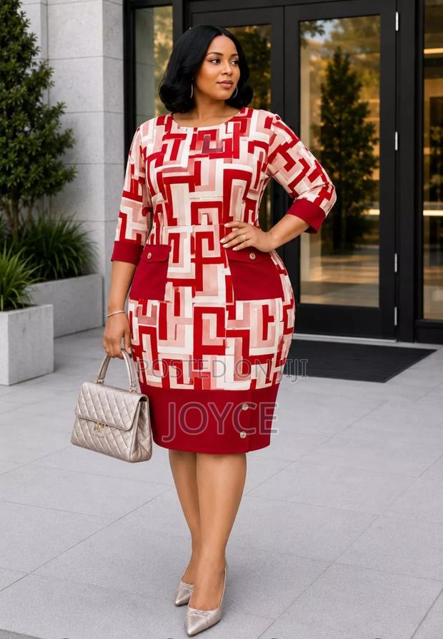 Straight Dress With Pockets Design - thumbnail 6