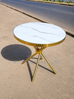 Modern Round Marble Dining Table -Gold Metal Base
