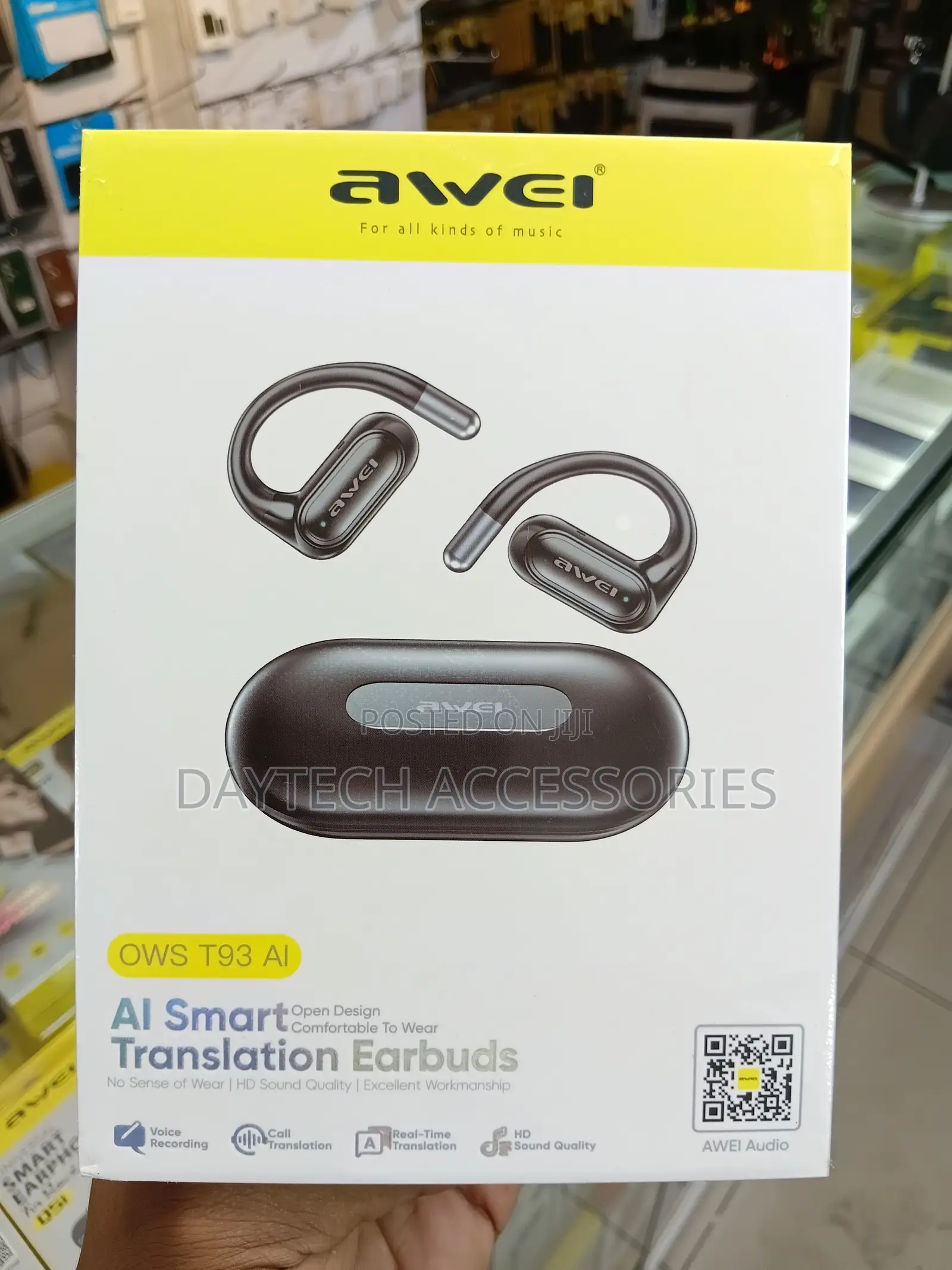 AWEI OWS T93 Al Open Bluetooth Earphone - Black