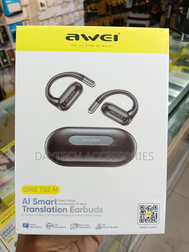 AWEI OWS T93 Al Open Bluetooth Earphone - Black - thumbnail 2