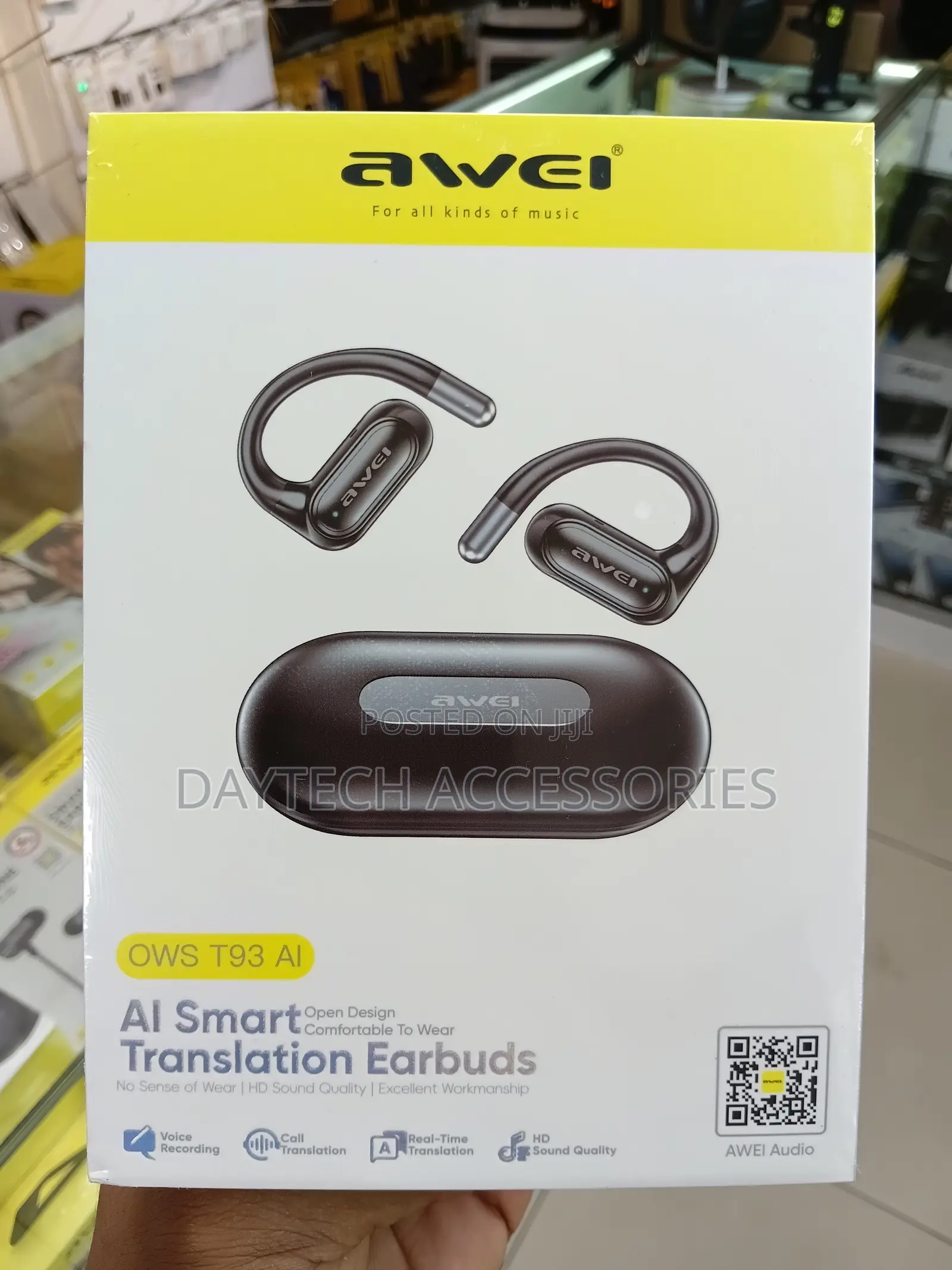 AWEI OWS T93 Al Open Bluetooth Earphone - Black
