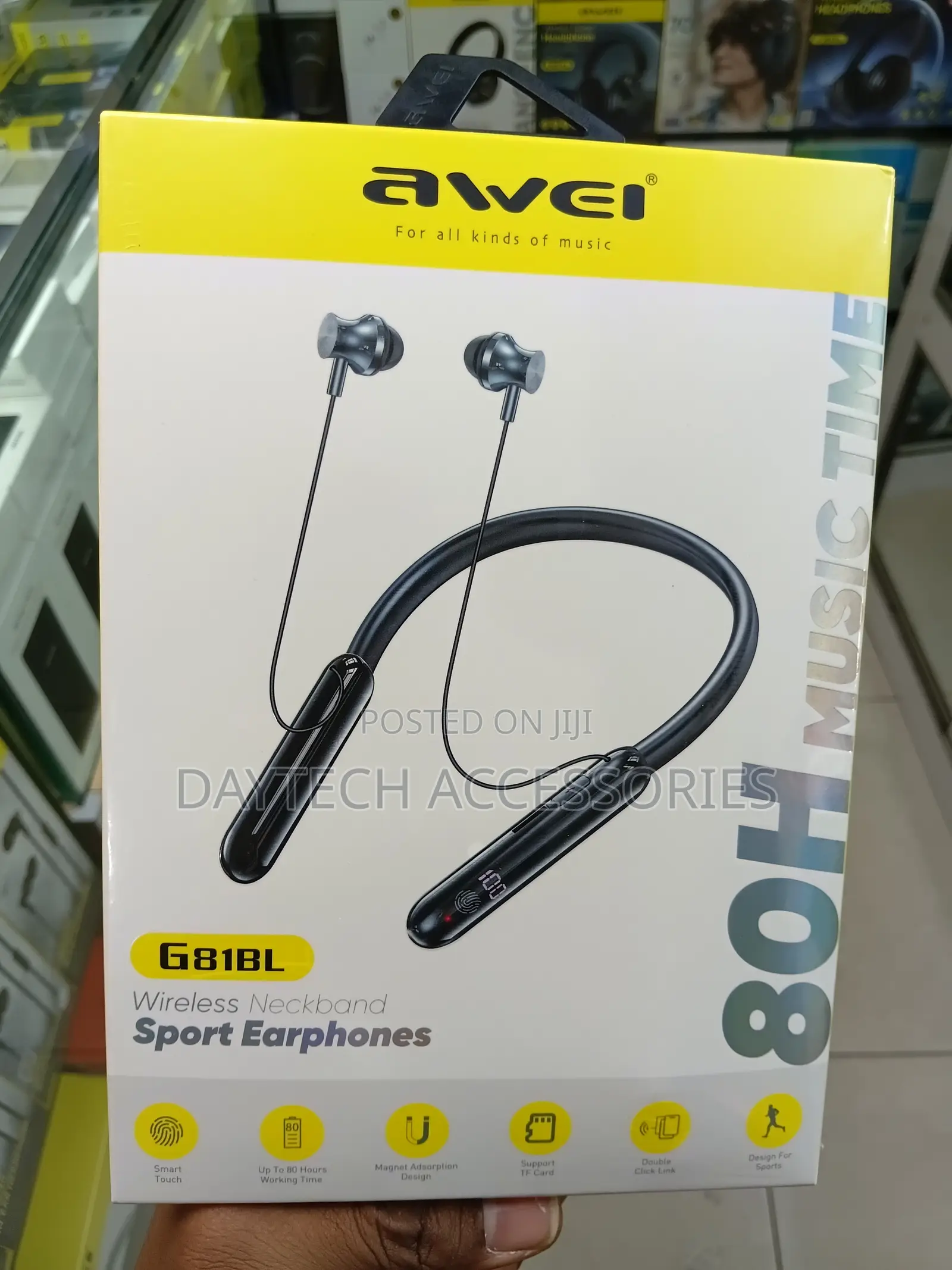 The Awei G81BL Wireless Neckband Sports Earphones.