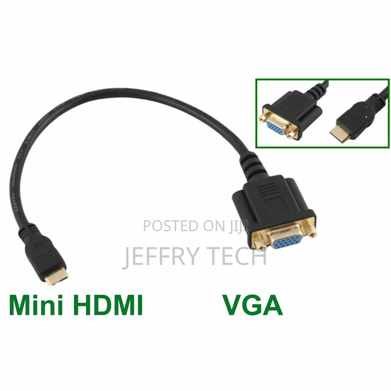 Mini HDMI- Male to DB15 VGA 15Pin Female Video AV Adapter Cable HDTV