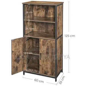 2-Door Bookshelf Cabinet - Wood Stainless Steel