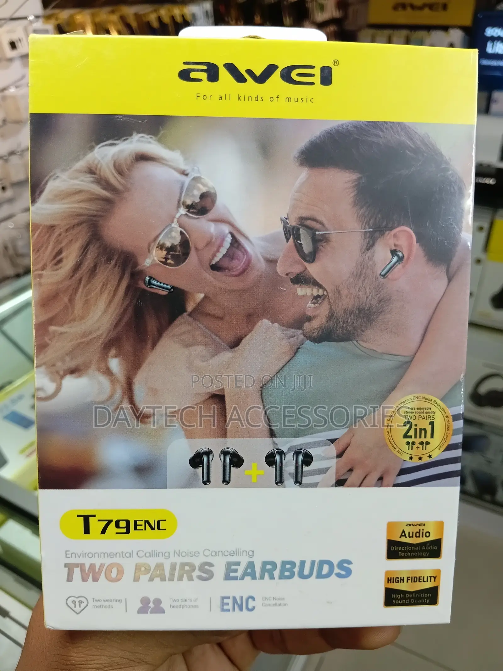 Awei T79 ENC 2-in-1 Audio Two Distinct Pairs of Wireless Earbuds.