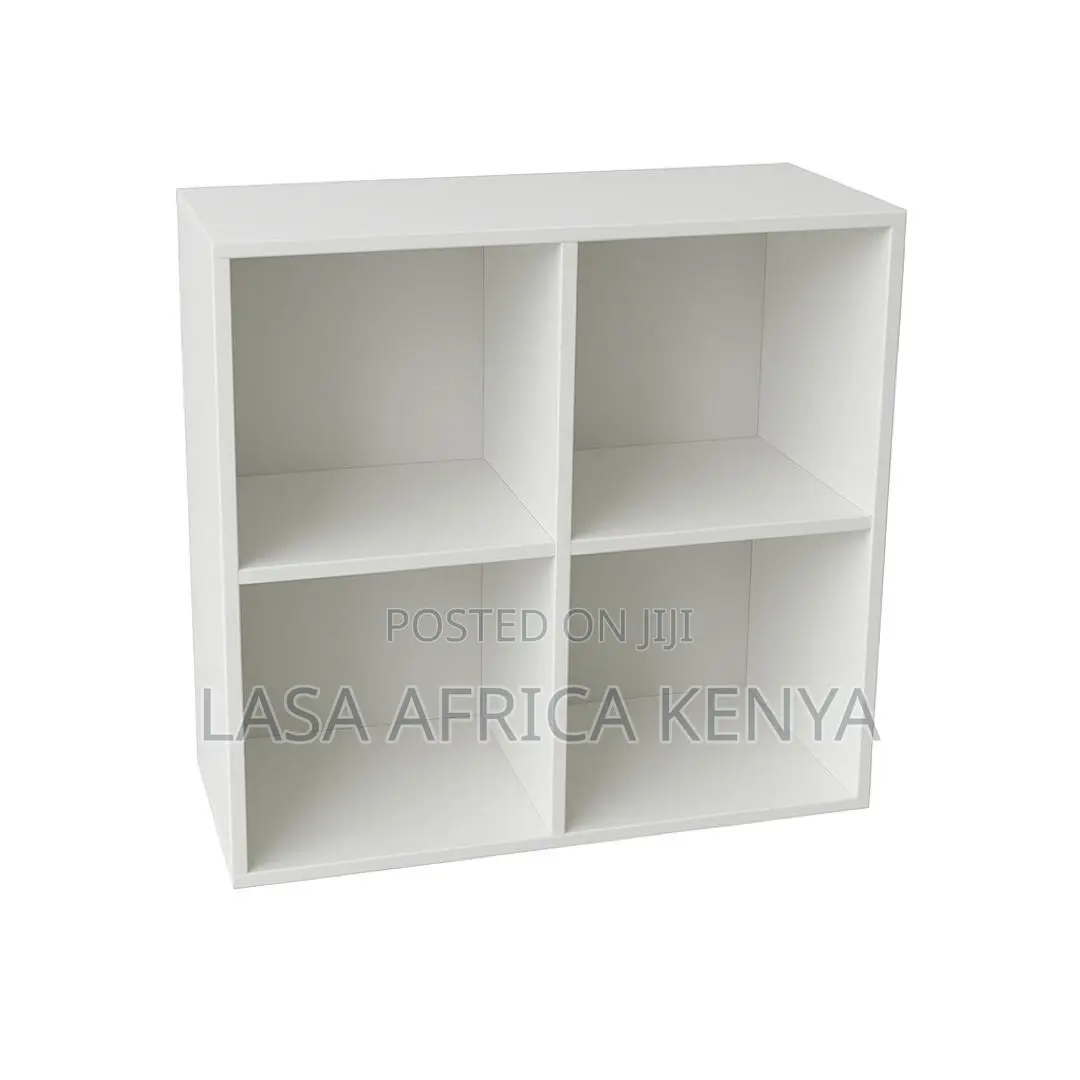 LAZAVA 4-Cube Wall Shelf - White Wood Bookcase,