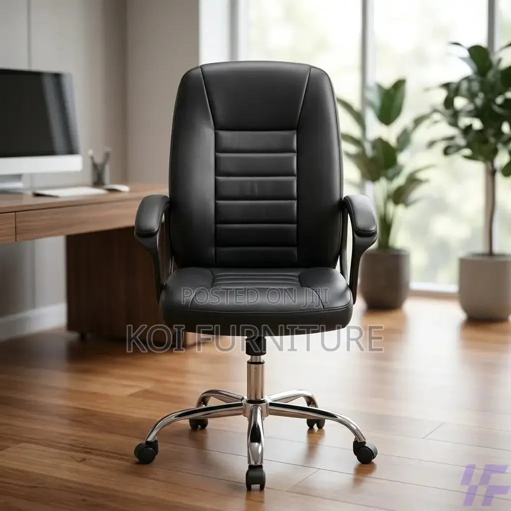 Office Chair; Mid Back Tuff Leather Swivel Office Chair