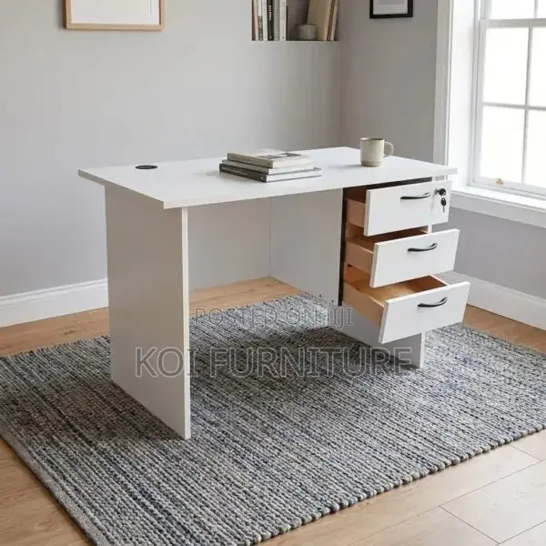 Office Desk; 1.2 Meter White Match Office Desk