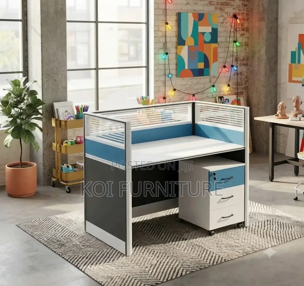 Office Workstaton; Blue Office Cafe Working Station Desk