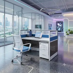 Office Workstaton; Blue Office Cafe Working Station Desk