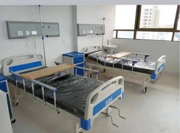 2 Crank Hospital Bed Complete With Matress, Feeding Table, Drip Stand