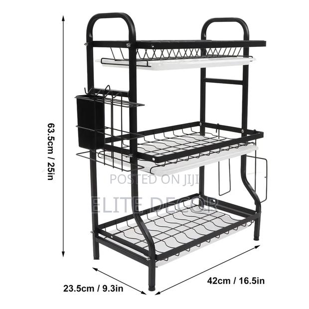 3-Tier Black Carbon Steel Dish Drying Rack