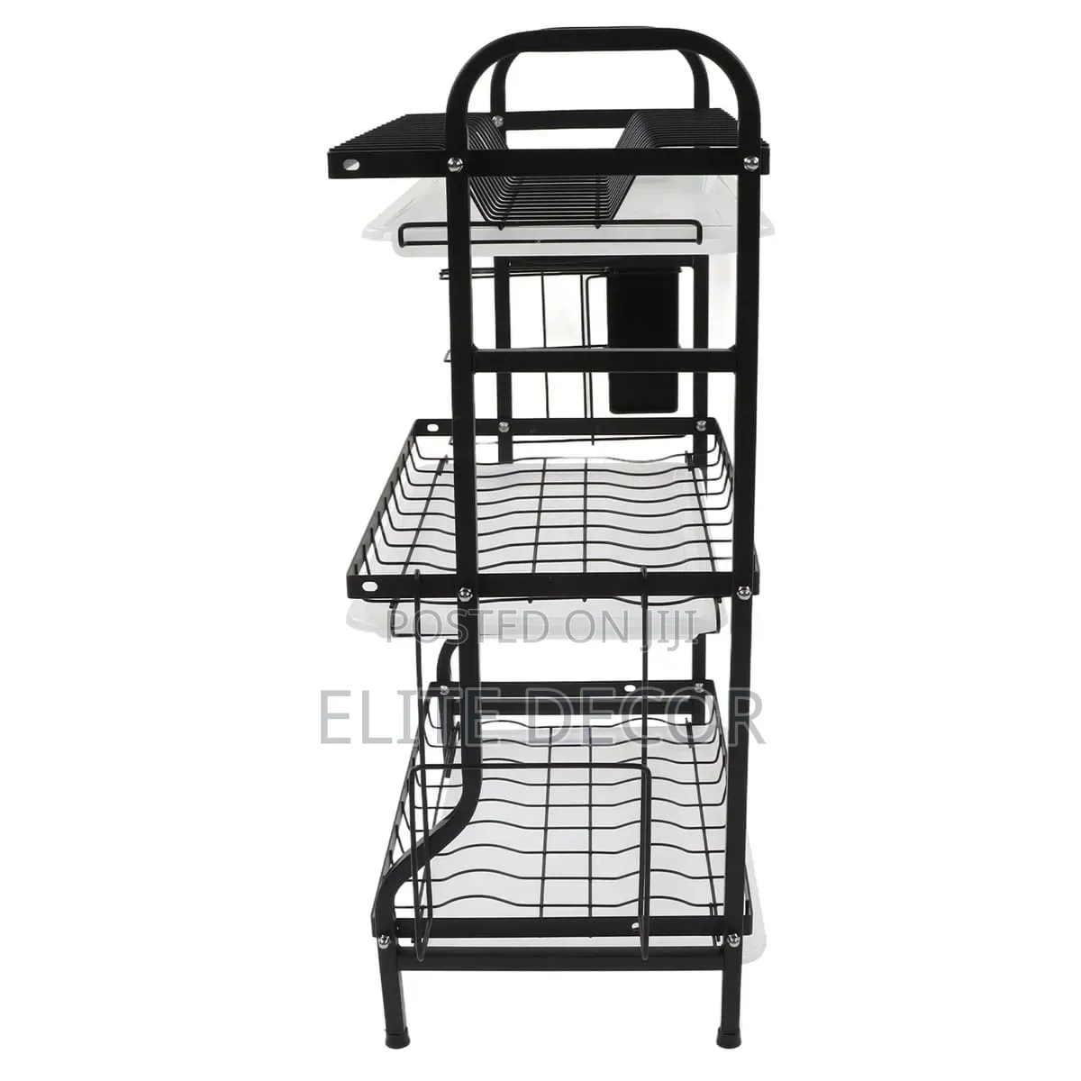 3-Tier Black Carbon Steel Dish Drying Rack