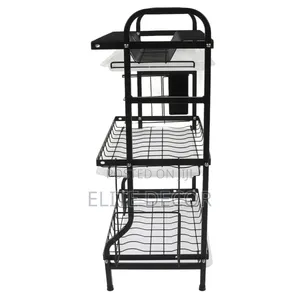3-Tier Black Carbon Steel Dish Drying Rack