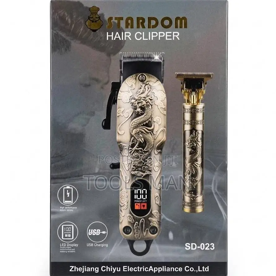 Hair Clipper Stardom SD-023 Cordless Trimmer Dragon Carving USB
