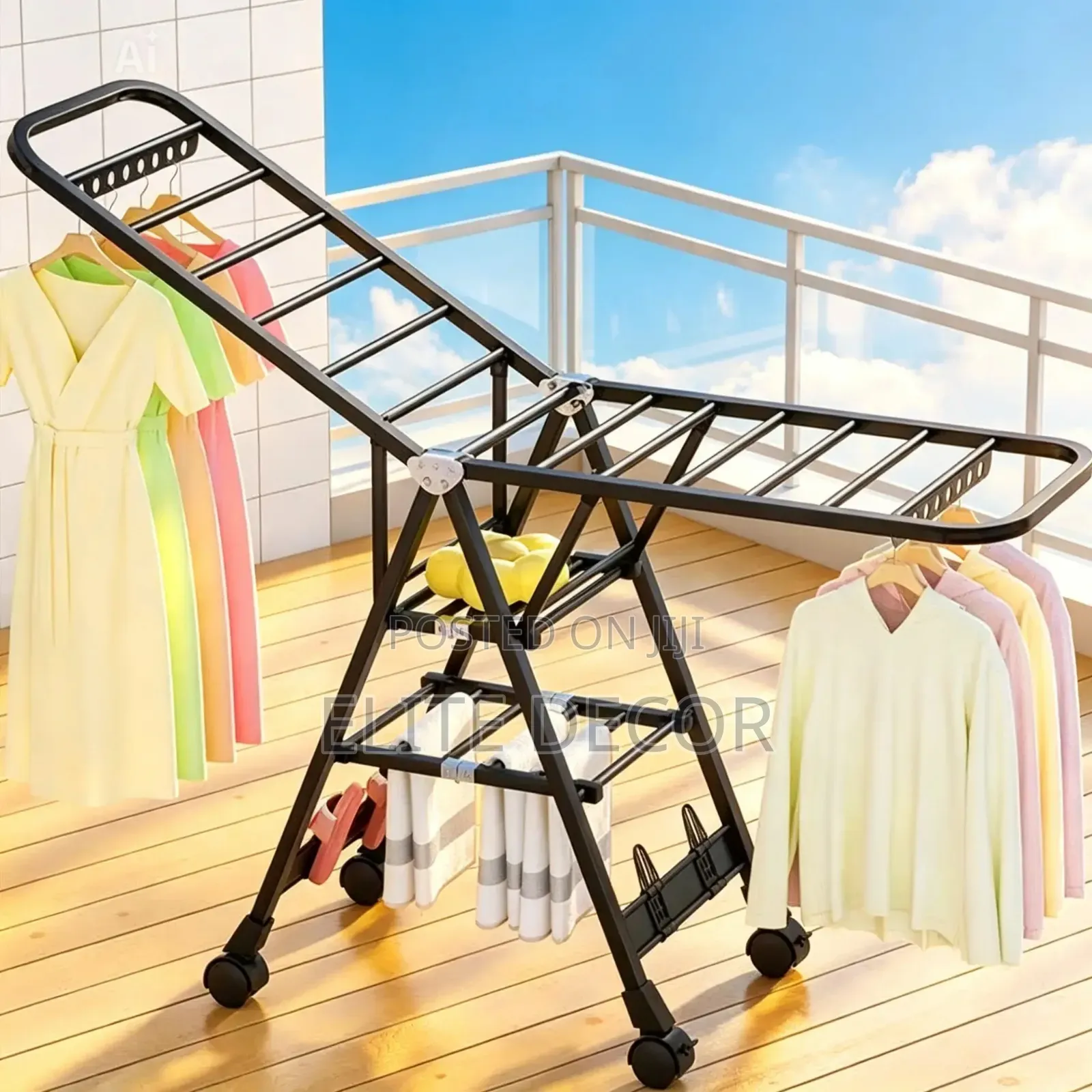 Heavy-Duty Foldable Laundry Drying Rack With Wheels Laundry Drying