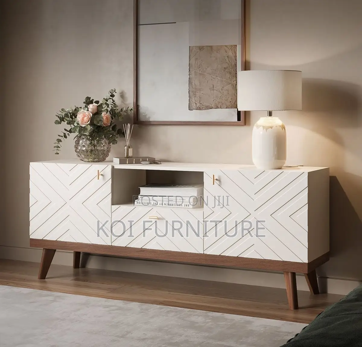 Home Living Room White TV Stand