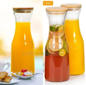 Juice Storage Glass Jar/Carafe With Bamboo Lid