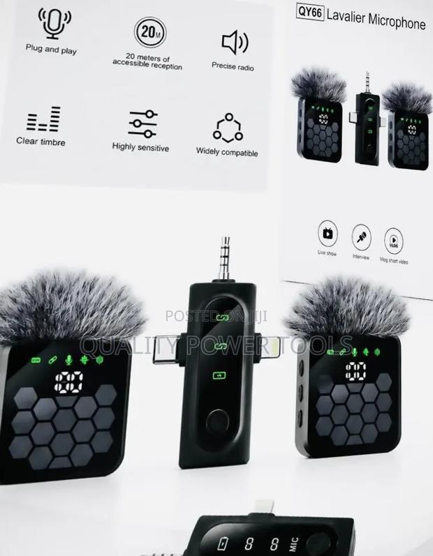 QY66 Wireless Lavalier Microphone System With a Dual-Microphone Setup