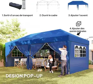 Outsunny 3 X 6 M Pop Up Gazebo Outdoor Garden With 6 Side Walls,