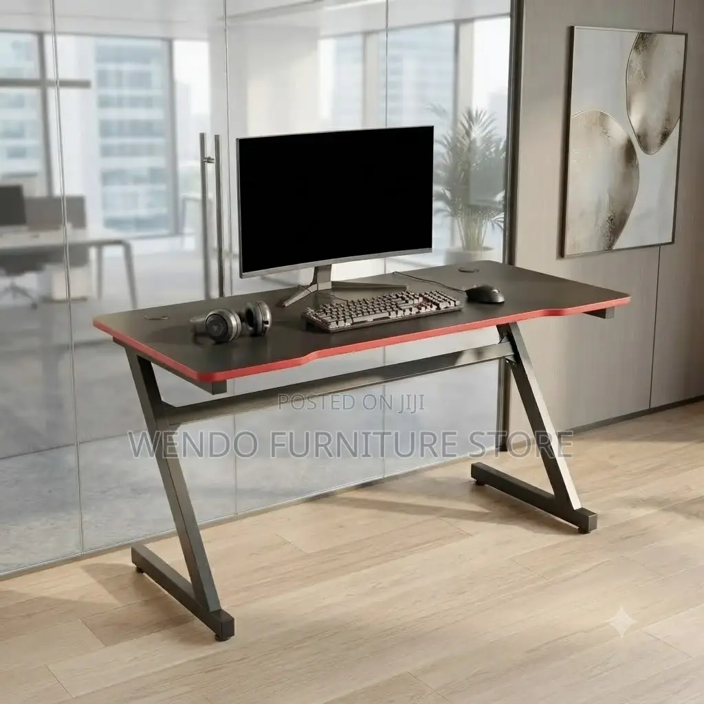 Office Desk; Black-Red Style Home Offices Studios Gaming Desks