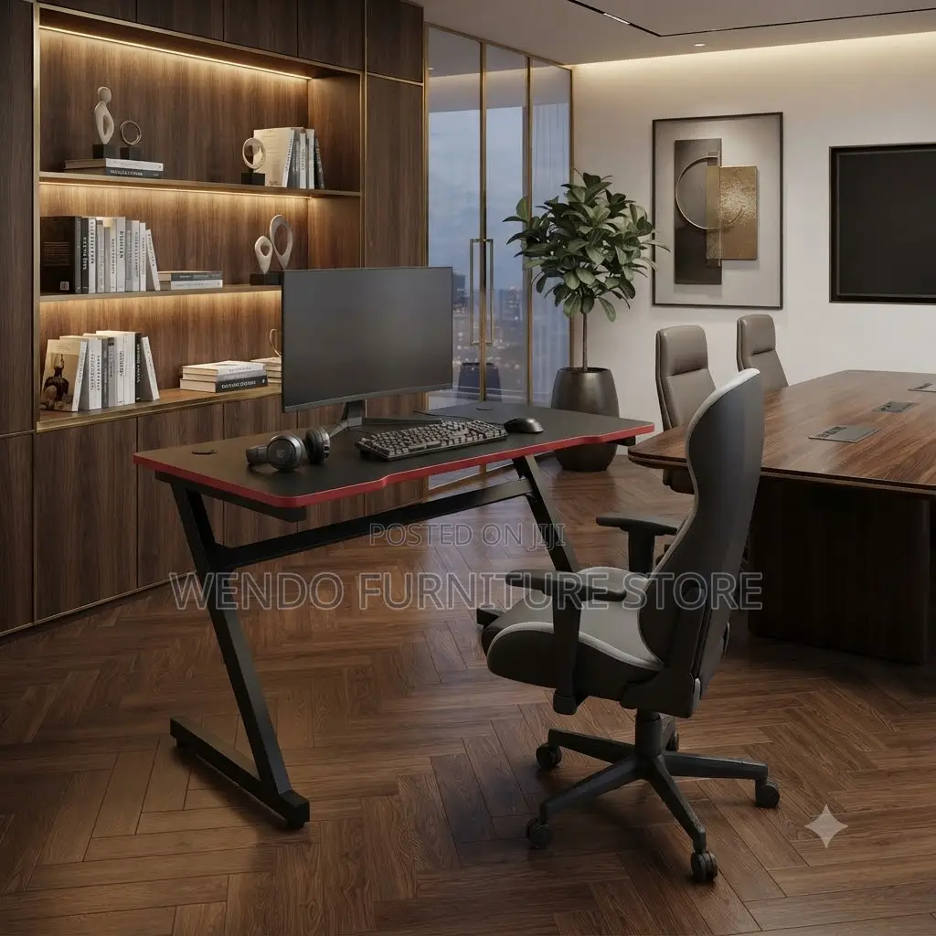 Office Desk; Black-Red Style Home Offices Studios Gaming Desks