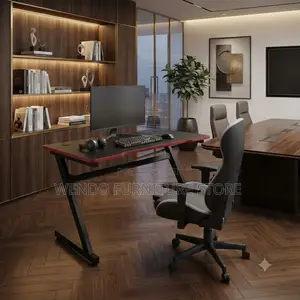 Office Desk; Black-Red Style Home Offices Studios Gaming Desks