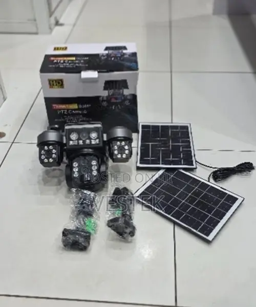 4G V380 Pro Triple Lens Solar PTZ Security Camera Kit