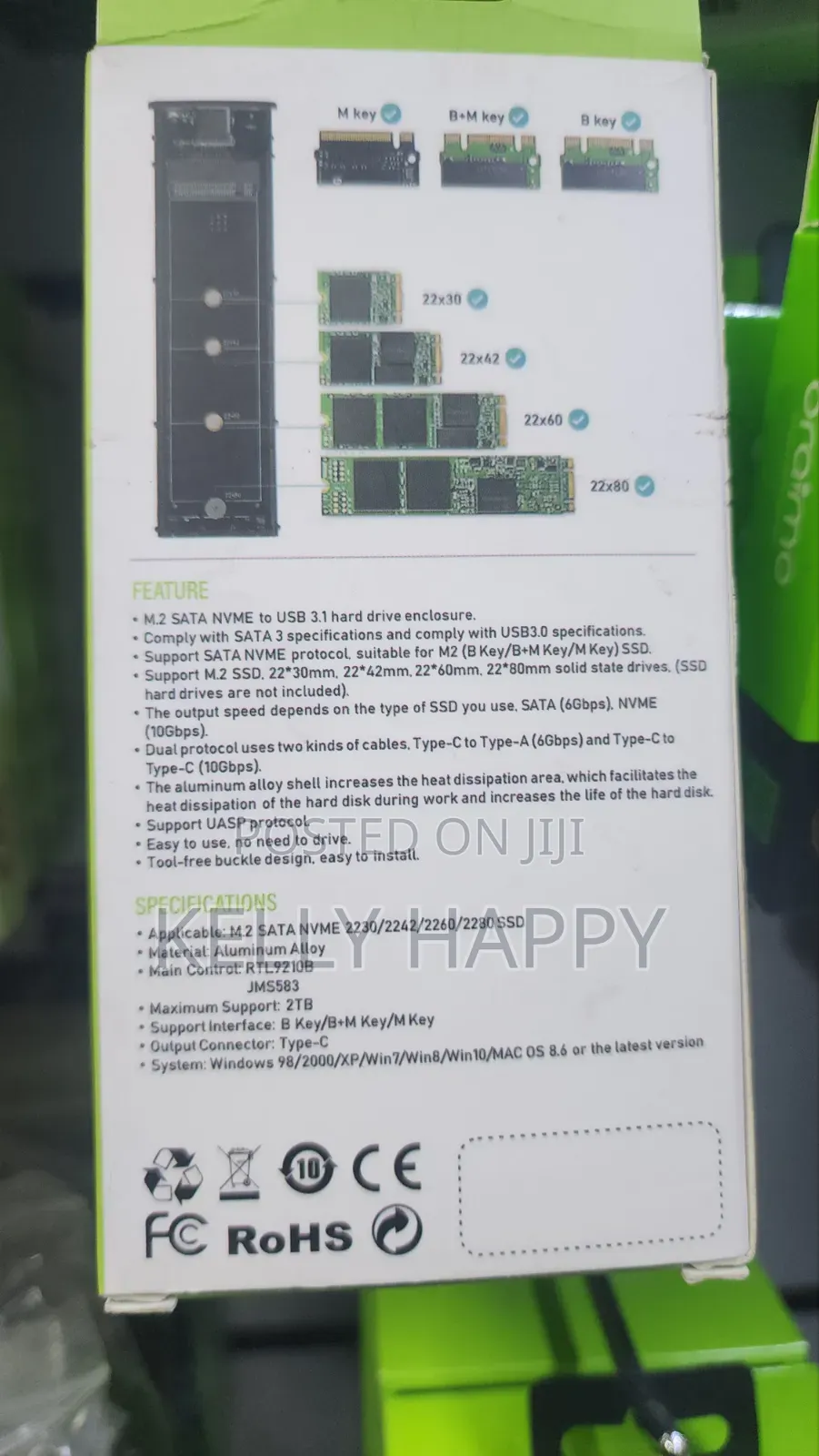 M.2 Casing External SSD Enclosure USB 3.1 to Pci-E