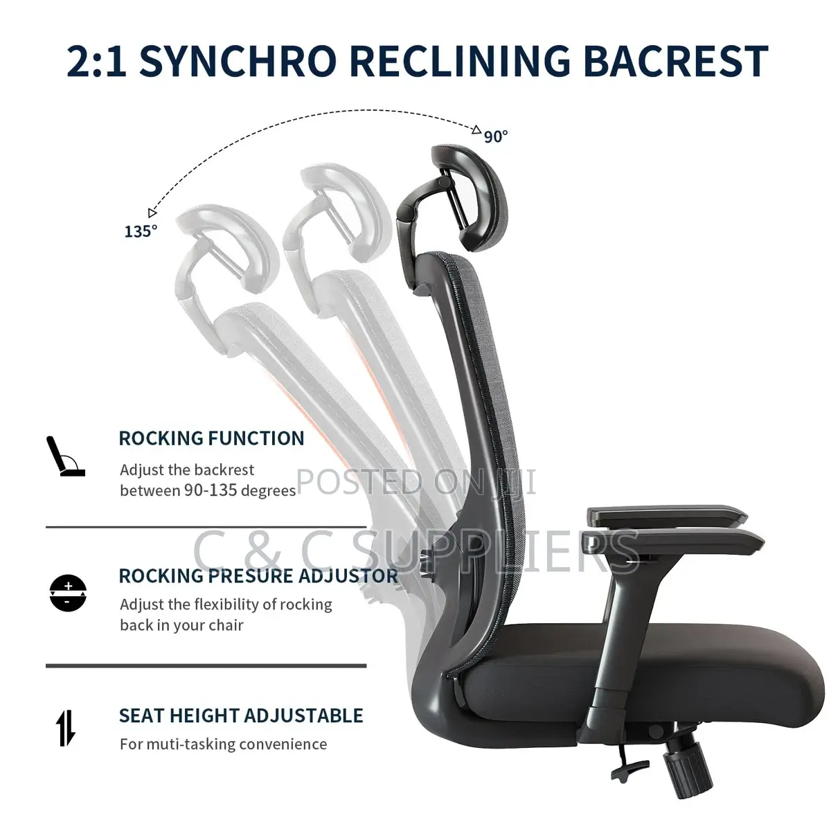 Swivel Modern Reception Ergonomic Chair.