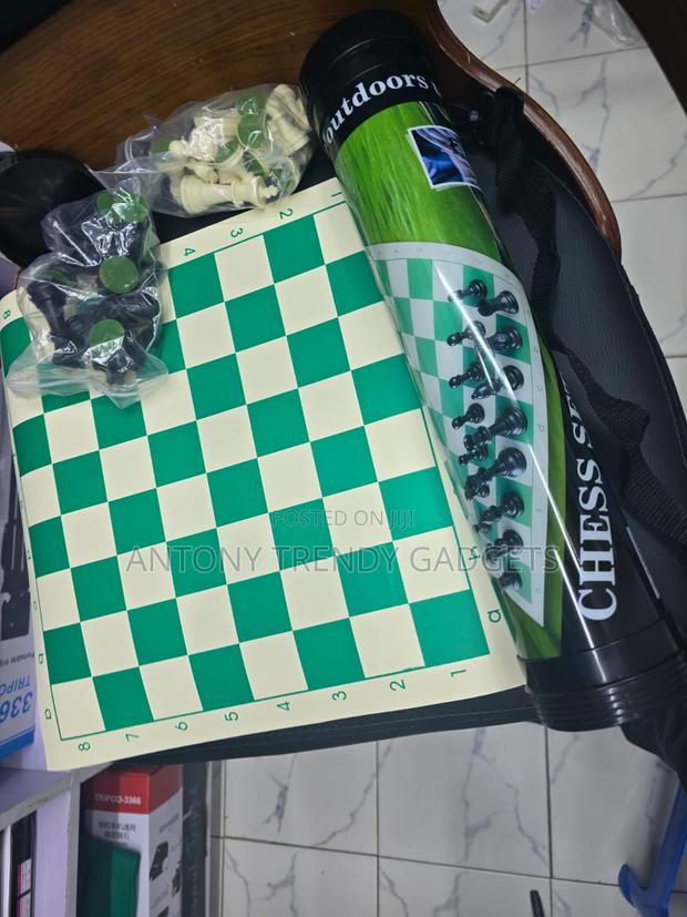 Vinyl Roll-Up Chess Board Set With Plastic Chess Pieces - thumbnail 2