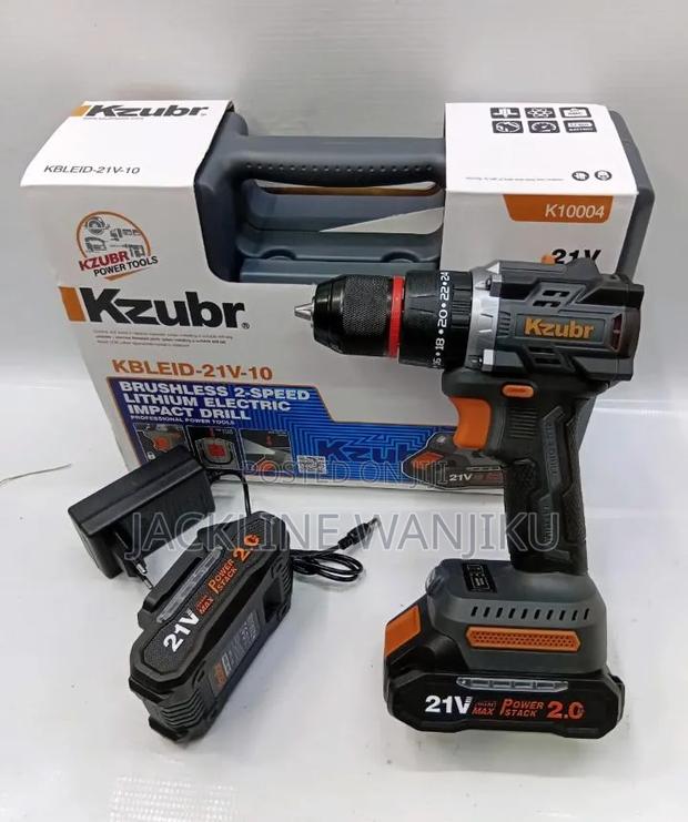 High Efficient Kzubr Cordless Brushless 2-Speed Impact Drill 21v
