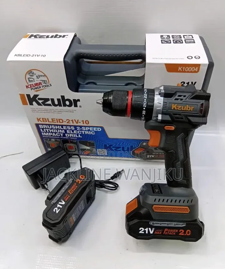 High Efficient Kzubr Cordless Brushless 2-Speed Impact Drill 21v