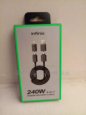 Infinix 4-in-1 240W PD Fast Charging Cable – USB-C, Lightning USB