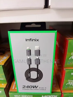 Infinix 4-in-1 240W PD Fast Charging Cable – USB-C, Lightning USB
