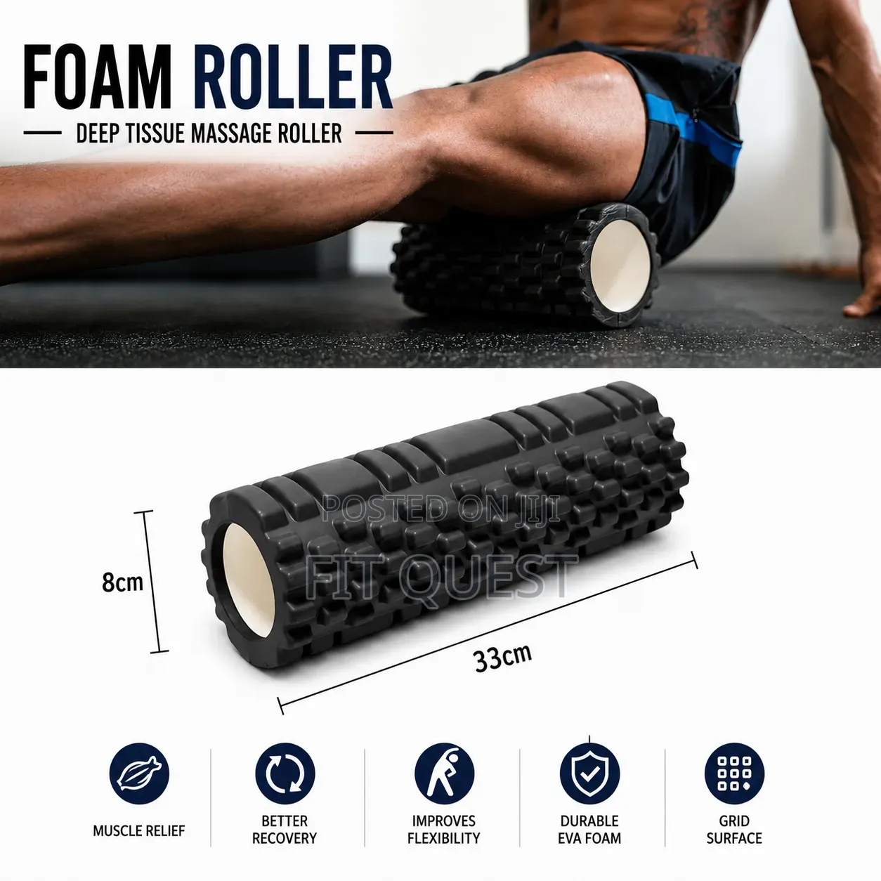 33cm Foam Roller Deep Tissue Massage Gymnastic Roller