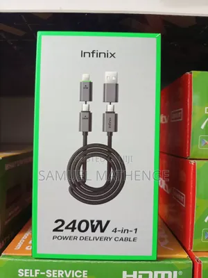 Infinix 4-in-1 240W PD Fast Charging Cable – USB-C, Lightning USB