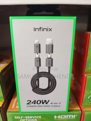 Infinix 4-in-1 240W PD Fast Charging Cable – USB-C, Lightning USB