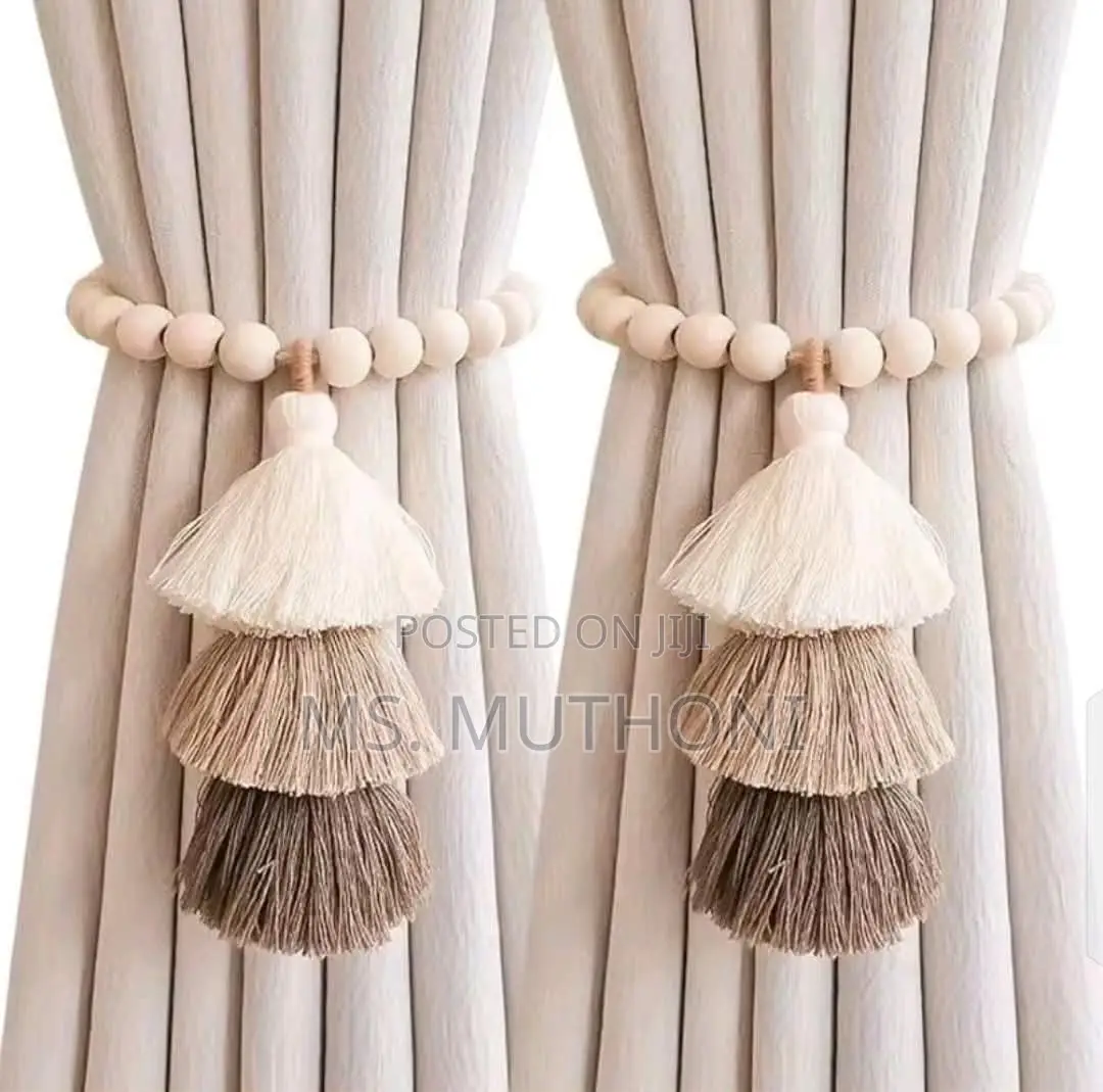 *2Pcs Wooden Bead Magnetic Curtain Tiebacks:
