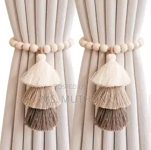 *2Pcs Wooden Bead Magnetic Curtain Tiebacks: