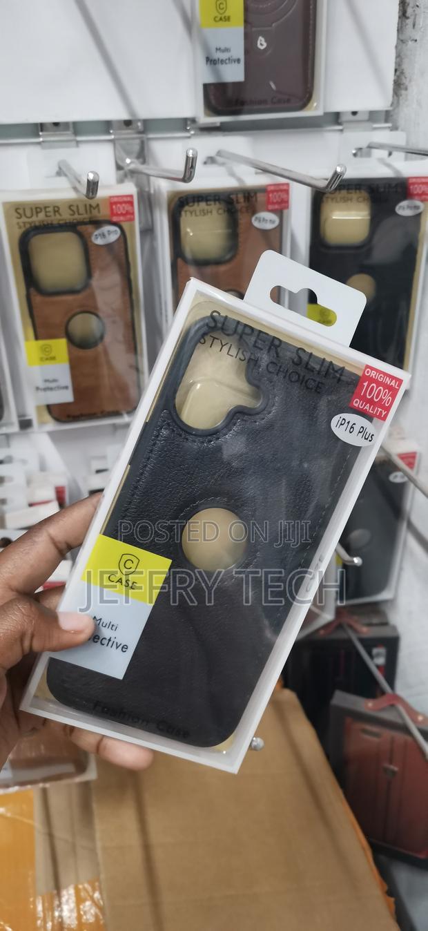 iPhone 16 Plus Black Super Slim Leather-Texture Protective Back Cover - thumbnail 2