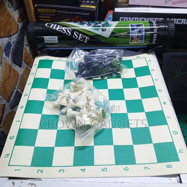 Roll-Up Chess Board Set With Plastic Pieces Storage Tube - thumbnail 2