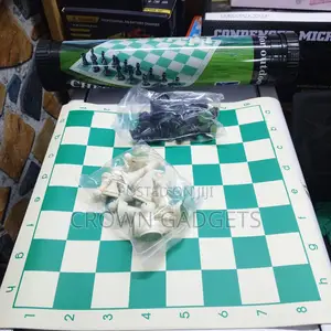 Roll-Up Chess Board Set With Plastic Pieces Storage Tube
