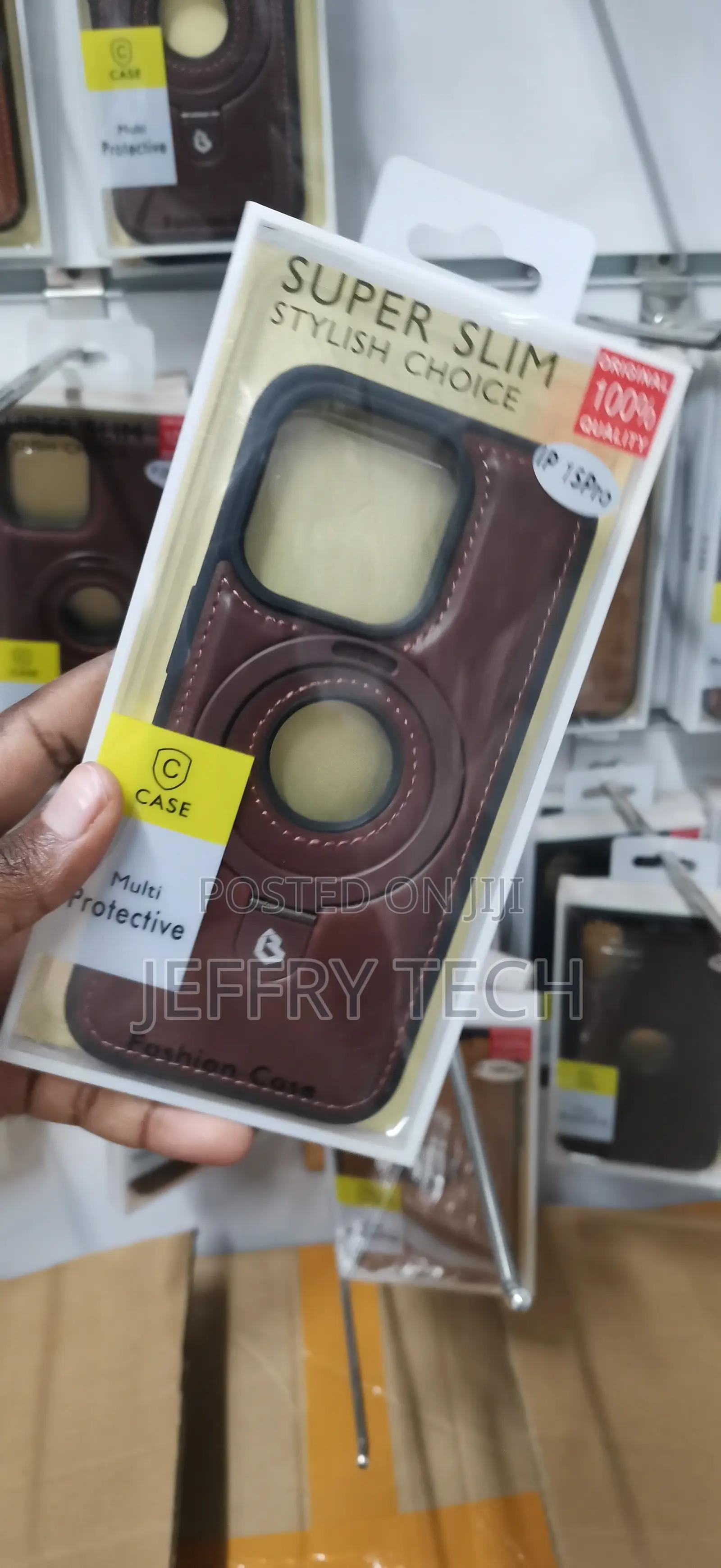 iPhone 15 Pro "Super Slim Stylish Choice" Premium Faux Leather Case